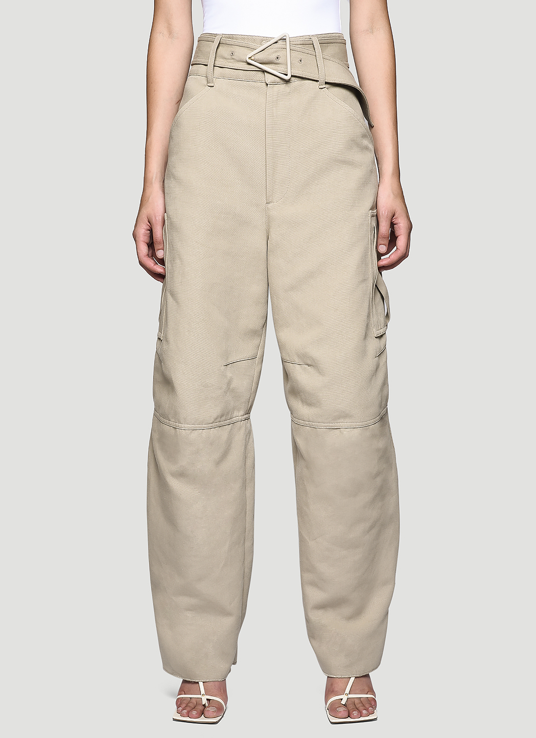 Bottega Veneta Beige Linen Stretch Canvas Trousers Bottega Veneta