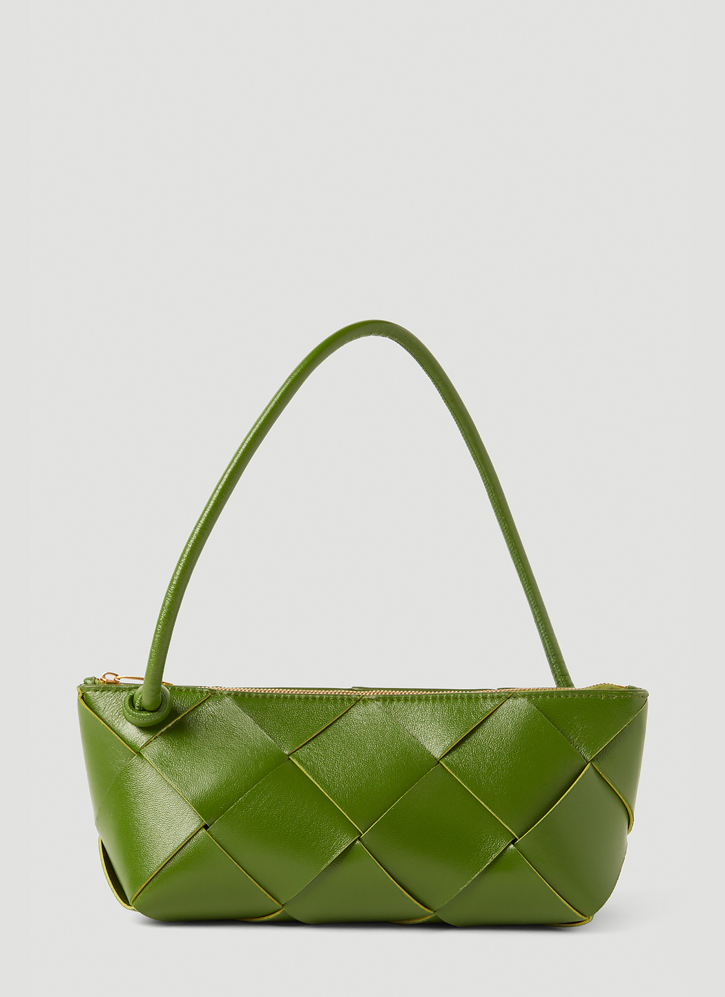 Bottega Veneta Baguette Pochette On Chain in Olive