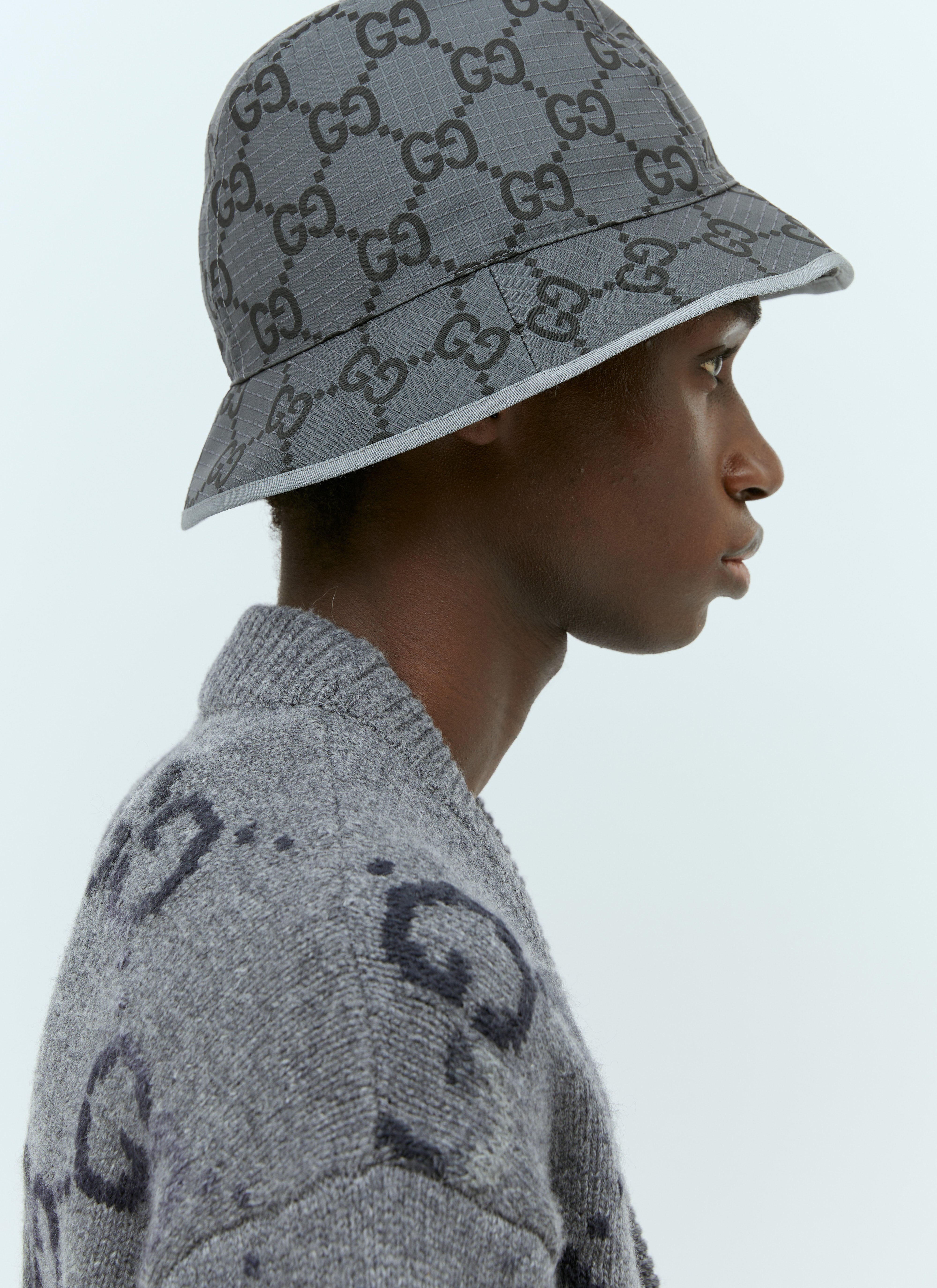 Gucci GG Ripstop Bucket Hat in Grey LN CC