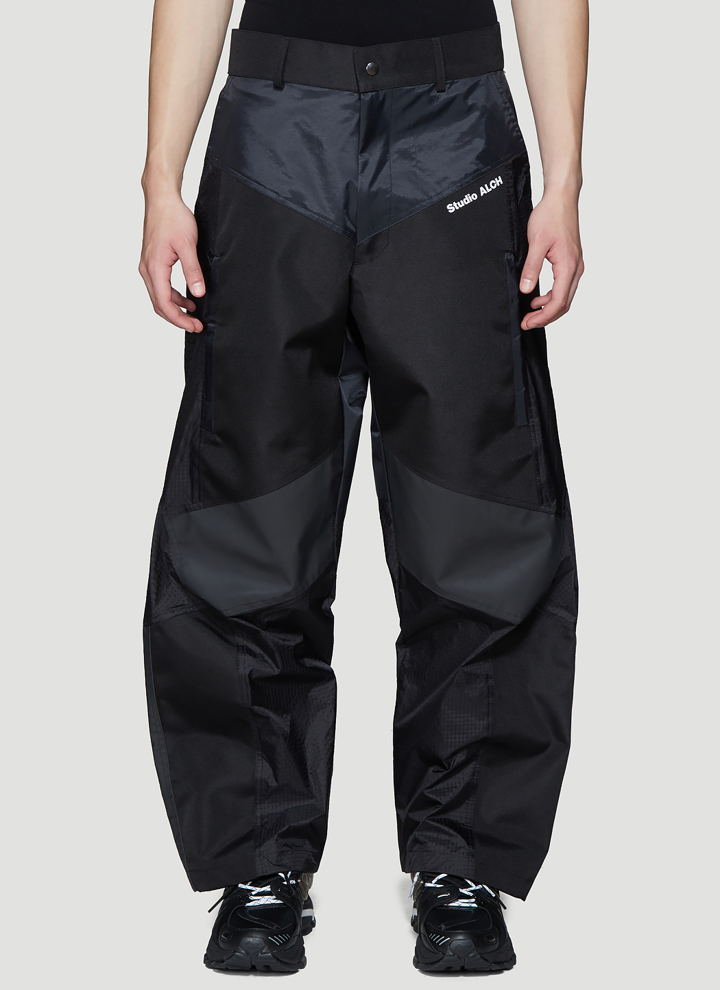 Studio Alch Patchwork Cargo Pants in Black | LN-CC