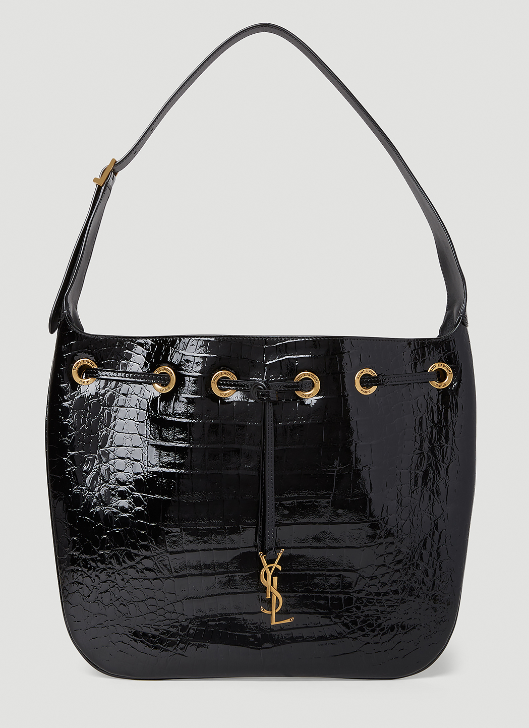 Saint Laurent 90s YSL Croc-Embossed Hobo Bag